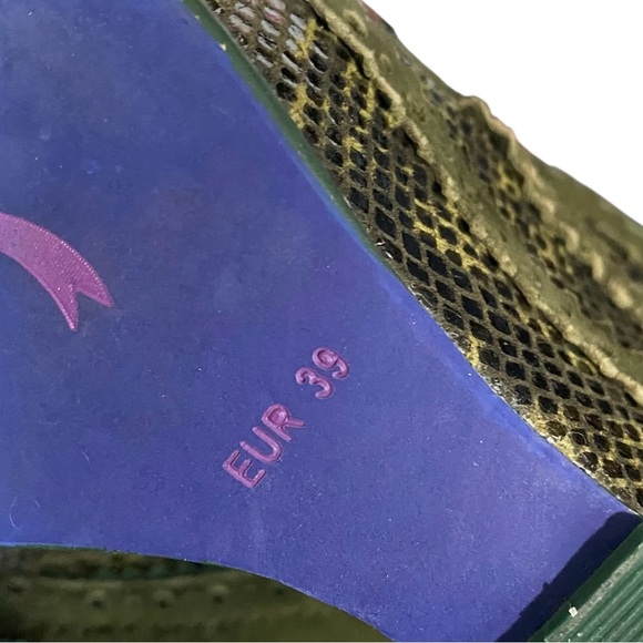 Poetic License Wild Safari Green Brown Leather Oxford Wedge Platform Heels 39 - Picture 8 of 10